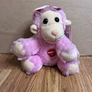 Vintage 90's 2000's Pink Chrisha Playful Plush Whistling Monkey Stuffed Animal